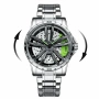 BINBOND Wheel Silver Green – мъжки спортен часовник с въртяща джанта, снимка 1