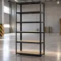 Метален поцинкован стелаж с 6 рафта – 1050 кг товароносимост, 220×90×40 см, черен, снимка 1