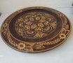 35см стара Дървена  чиния -пано - поднос,  дърворезба, черпак, голяма чиния, зодия, снимка 2