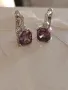 Нови нежни сребърни обеци с аметист и нежни кубични цирконий , снимка 3