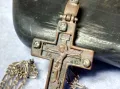 Стар ПРАВОСЛАВЕН СРЕБЪРЕН КРЪСТ СРЕБРО 925 с ПАТИНА и ЦИРКОНИ с ВЕРИЖКА от СРЕБРО 925 ODEMA 40169, снимка 4