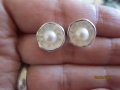 Сребърни обеци с естесвени перли, снимка 1 - Обеци - 42301947