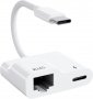 Нов USB C към Ethernet адаптер мрежов конвертор с PD 60W зареждане за MacBook Pro/Air, снимка 1 - Друга електроника - 39681589