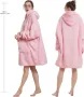 Oversize Одеяло с качулка, розово , снимка 3