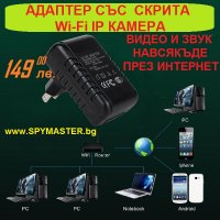 Адаптер със СКРИТА WiFi IP Камера, снимка 9 - IP камери - 23917761