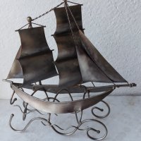 Стойка за бутилка с форма на кораб с платна, яхта, метална фигура - голяма от метал, снимка 6 - Други - 34721846