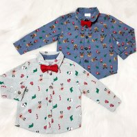 Коледна риза с папионка F&F за бебе 9-12 месеца, снимка 2 - Бебешки блузки - 35010487