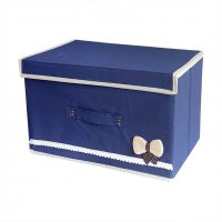 1734 Текстилна сгъваема кутия за съхранение с декорация панделка, снимка 5 - Органайзери - 30349090