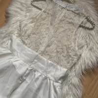 Бяла сатенена рокля, снимка 3 - Рокли - 32172144