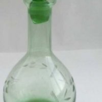 Ретро чашки с гарафа за ракия цветно зелено стъкло, снимка 2 - Антикварни и старинни предмети - 33551594