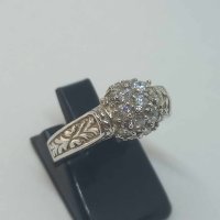 Сребърен пръстен с циркони, снимка 1 - Пръстени - 42757088