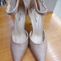 НАМАЛЕНИЕ-Дамски обувки м. 100 шампанско / тъмно злато брокат /, снимка 2 - Дамски елегантни обувки - 40427908