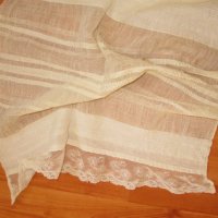 Стара ръчно тъкана кърпа,носия,дантела,копринен кенар, снимка 4 - Антикварни и старинни предмети - 35557867
