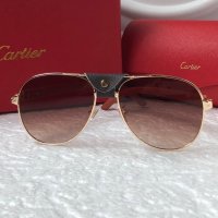 Cartier 2022 мъжки слънчеви очила с кожа, снимка 7 - Слънчеви и диоптрични очила - 37372016