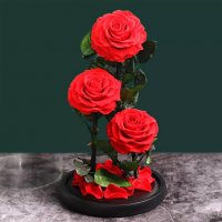 Три вечни червени рози в луксозна стъкленица, снимка 2 - Подаръци за жени - 39405292
