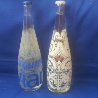 Две стъклени бутилки френска минерална вода Евиан  EVIAN за колекция на поне 24 години, снимка 8 - Колекции - 40742652