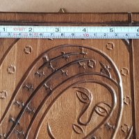 СТАРА дървена резбована Икона с Ботородица-дева Мария религия , снимка 7 - Икони - 42103377
