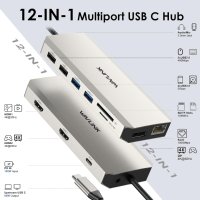 USB C докинг станция за три монитора 2 HDMI+DisplayPort, WAVLINK 100 W, снимка 4 - Кабели и адаптери - 44403542