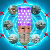  12W E27 60LEDПреносима стерилизираща лампа UVC Бактериоцидна UV лампа за почистване на дома, дезинф, снимка 4 - Други - 30372342