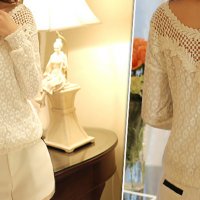 Ново! Бяла блуза с красива бродерия и камъни, снимка 2 - Блузи с дълъг ръкав и пуловери - 31938962