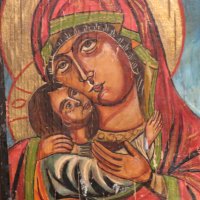 Стара православна икона икона на света богородица умиление, Дева Мария с Младенеца , снимка 4 - Антикварни и старинни предмети - 30273218