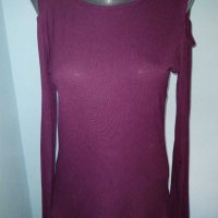 Еластична блуза модел топ с дълъг ръкав и открити рамене в цвят "Аметист" / голям размер , снимка 3 - Блузи с дълъг ръкав и пуловери - 30332900