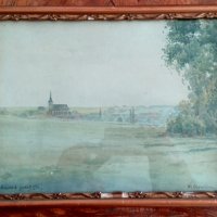Стара картина акварел 1924 г, снимка 2 - Антикварни и старинни предмети - 37412967