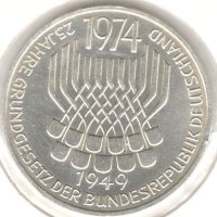 Germany-5 Deutsche Mark-1974 F-KM# 138-Constitution-Silver, снимка 1 - Нумизматика и бонистика - 37624394