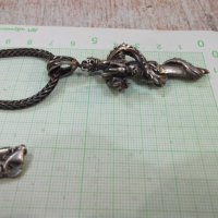 Висулка "Змей около кръст" със синджир сребърни - 53,42 гр., снимка 5 - Бижутерийни комплекти - 30236539