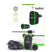 3в1 Belkin -USB към micro кабел , адаптер за 220V и адаптер за кола, снимка 5 - Други стоки за дома - 30899358