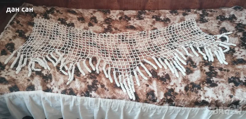 ръчно плетена дантела перде с висулки 120 Х 45 см, снимка 1