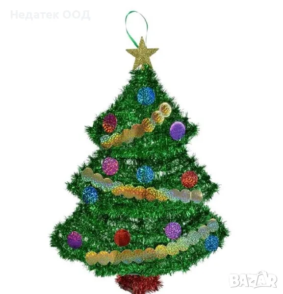 Коледна, украса, 3D Елха, зелен, 42 см, снимка 1
