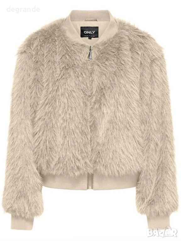 Бежово Дамско Яке с Еко Косъм, снимка 1