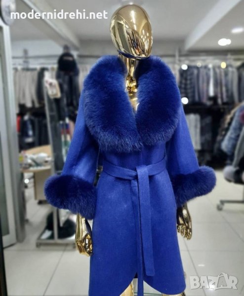 Дамско луксозно палто кашмир вълна и лисица код 344, снимка 1