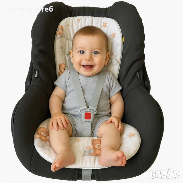 Подложка за столче за кола 0-13 кг и количка, Кафяво мече, снимка 1