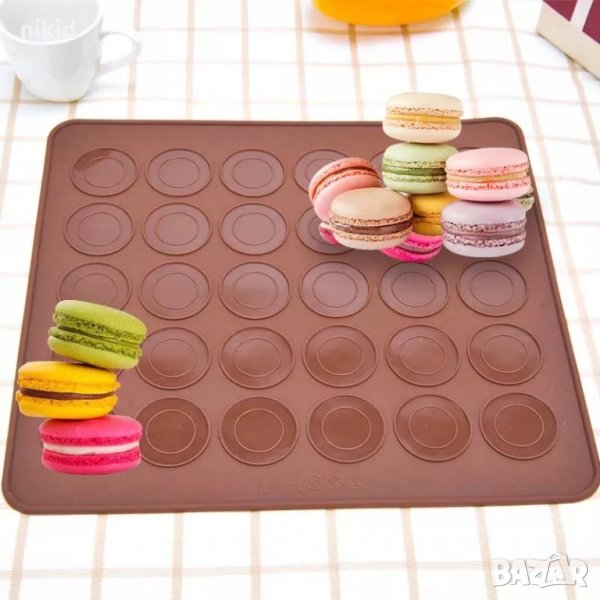 Френски Макарон сладки Силиконов молд форма подложка декорация украса макарон фондан тесто сладки, снимка 1