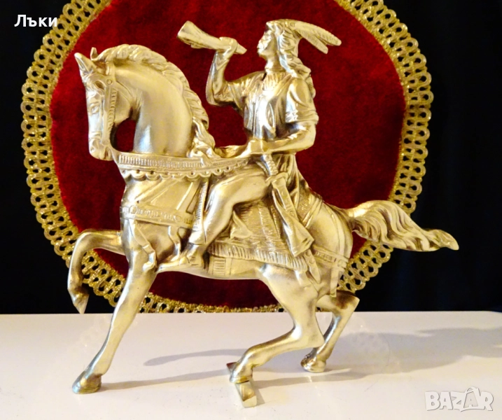 Бронзова статуетка Конник,Ездач,Ловец,1 кг. , снимка 1