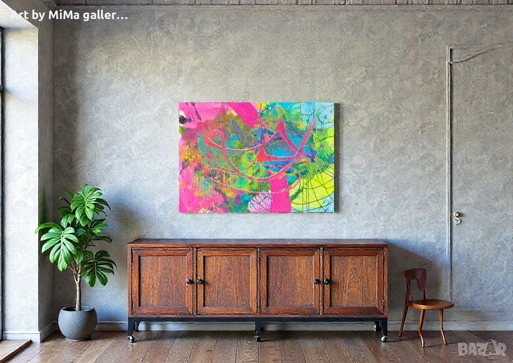 Абстракция 50х70 см., голяма картина, abstract painting, съвременно изкуство, снимка 1