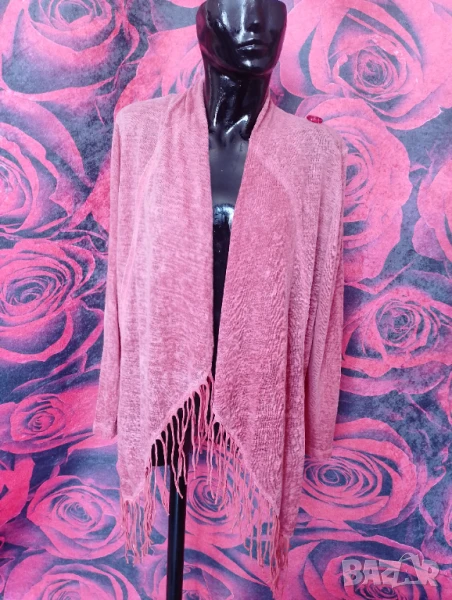 Прасковено розова жилетка с ресни Л, снимка 1