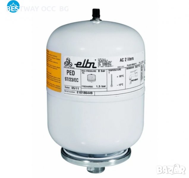 Хидрофор Балон за хидрофор  стоманен мембранен разширителен съд 2 литра  за каравана и локално парно, снимка 1