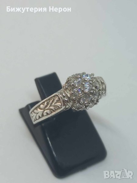 Сребърен пръстен с циркони, снимка 1