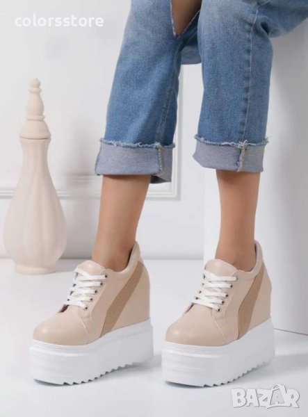 Кецове на платформа - бежови - SJN56, снимка 1