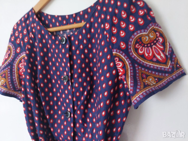 Домашна басмяна рокля с къс ръкав, нова, снимка 1