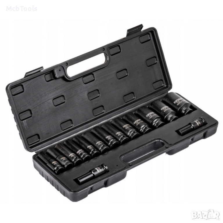 Комплект дълбоки ударни вложки 12-стенни 1/2″ 10 – 36 мм 15 части ROCKFORCE, снимка 1