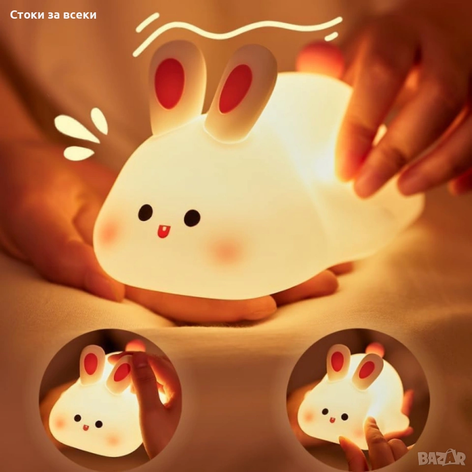 Нощна лед лампа заек Tilihome Rabbit LED Light - сладка заешка лампа, снимка 1