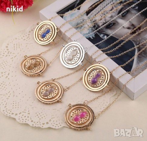 въртящо  Колие медальон с цветен пясъчен часовник от Хари Потър Хърмаяни Времевърт, снимка 1