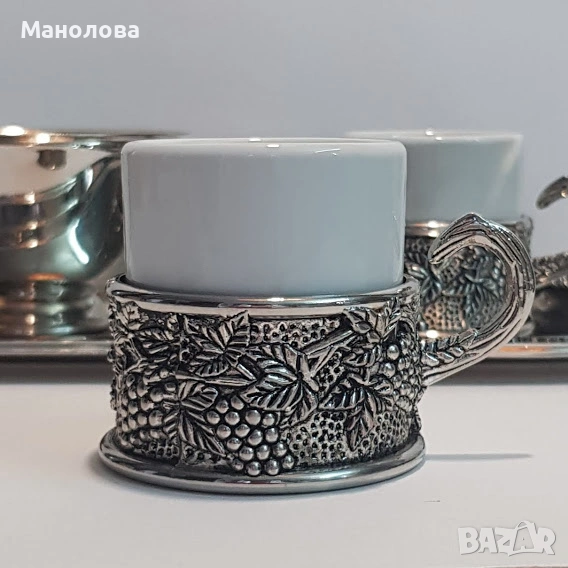 Сервиз за кафе с поднос и захарница., снимка 1