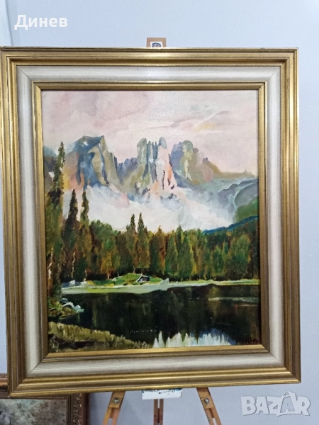 Алпийско Езеро Масло върху платно, снимка 1
