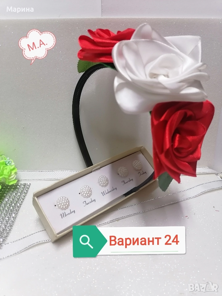 Китка за глава с големи рози, вариант 24, снимка 1