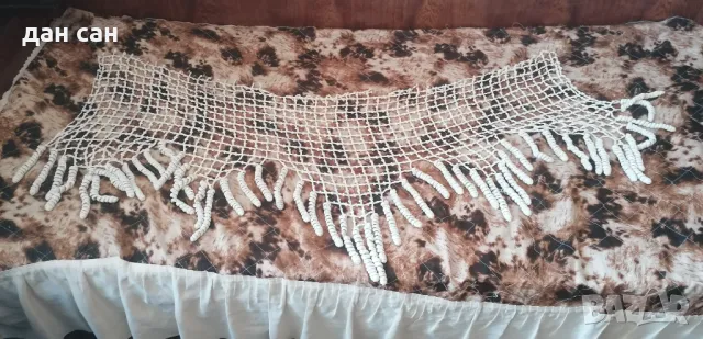 ръчно плетена дантела перде с висулки 120 Х 45 см, снимка 1